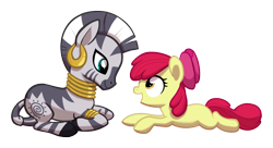 Size: 800x436 | Tagged: safe, artist:naroclie, derpibooru import, apple bloom, zecora, zebra