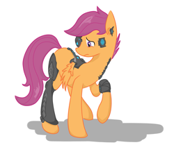 Size: 1713x1521 | Tagged: safe, artist:fribox, derpibooru import, scootaloo, cyborg, prosthetics