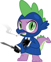 Size: 712x864 | Tagged: safe, artist:tweevle, spike, dragon, cigarette, spy, team fortress 2