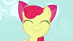 Size: 1280x720 | Tagged: safe, derpibooru import, screencap, apple bloom, a friend in deed, smile song, smiling