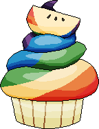 Size: 144x188 | Tagged: safe, artist:marsbar1337, derpibooru import, apple, cupcake, pixel art, rainbow cupcake, sprite, zap apple