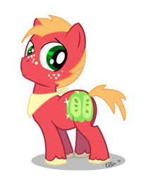 Size: 652x760 | Tagged: safe, artist:ellisarts, derpibooru import, big macintosh, earth pony, pony, colt, cute, cutie mark, macabetes, male, simple background, stallion, transparent background, young