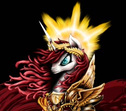 Size: 900x794 | Tagged: safe, artist:europamaxima, oc, oc only, oc:fausticorn, god empress of ponykind, god-emperor of mankind, laurel wreath, lauren faust, warhammer (game), warhammer 40k