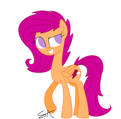 Size: 764x750 | Tagged: safe, artist:annasabi101, derpibooru import, scootaloo, pegasus, female, filly, older, orange coat, purple mane, solo