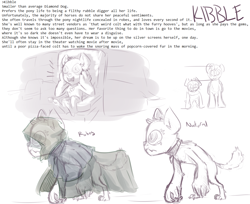 Size: 2406x1966 | Tagged: safe, artist:nobody, oc, oc only, oc:kibble, diamond dog, diamond puppy, puppy, solo, story, wip