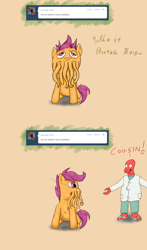 Size: 864x1474 | Tagged: safe, scootaloo, ask, cthulhu mythos, scoot'thulhu, scootthulhu, tumblr, zoidberg