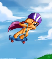 Size: 700x800 | Tagged: safe, artist:nolycs, derpibooru import, scootaloo, helmet, scooter, solo