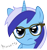 Size: 1415x1500 | Tagged: safe, artist:cwossie, minuette, pony, unicorn, blue coat, female, glasses, horn, mare, two toned mane