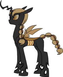 Size: 1024x1254 | Tagged: safe, artist:albertwesker2111, artist:carnifex, oc, oc only, oc:mirage, changeling, changeling queen, brown changeling, changeling queen oc, colored, commission, female, simple background, solo, transparent background, vector