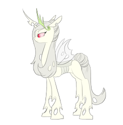 Size: 2630x2674 | Tagged: safe, artist:carnifex, oc, oc only, oc:queen silverwing, changeling, changeling queen, albino, albino changeling, changeling queen oc, commission, crown, female, jewelry, previous generation, regalia, simple background, solo, transparent background, vector, white changeling