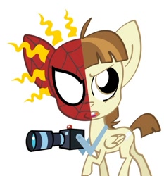 Size: 581x623 | Tagged: safe, artist:songoharotto, featherweight, camera, parody, spider-man, spidercolt