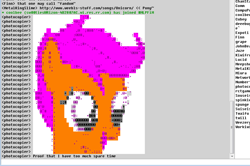 Size: 894x592 | Tagged: safe, artist:photocopier, scootaloo, pegasus, ascii, female, filly, orange coat, purple mane, solo