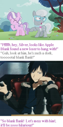 Size: 635x1273 | Tagged: safe, derpibooru import, diamond tiara, silver spoon, troll, durarara, hilarity ensues, orihara izaya, text, this will end in tears, too dumb to live