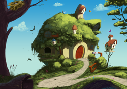 Size: 2000x1405 | Tagged: safe, artist:dfer32, derpibooru import, detailed background, fluttershy's cottage, no pony, scenery