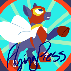 Size: 700x700 | Tagged: safe, artist:goat train, oc, oc only, oc:flying press, cape, clothes, costume, luchador, mask, mlpgdraws, poster, raised hoof, solo, wrestler