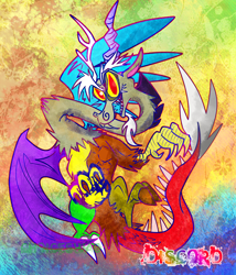 Size: 800x934 | Tagged: safe, artist:yellowgear, derpibooru import, discord, draconequus, horn, male, solo