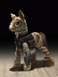 Size: 1911x2557 | Tagged: safe, artist:vombavr, oc, unicorn, fallout equestria, bandage, fallout, fallout: new vegas, joshua graham, ponified