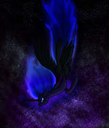 Size: 1106x1292 | Tagged: safe, artist:myhysteria, nightmare moon, alicorn, pony, black coat, female, horn, mare, solo, wings