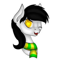 Size: 2000x2000 | Tagged: safe, artist:xcinnamon-twistx, oc, oc only, oc:first choice, pony, bust, clothes, heterochromia, looking at you, one eye closed, portrait, scarf, simple background, solo, transparent background, wink