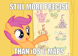 Size: 500x359 | Tagged: safe, derpibooru import, scootaloo, apple maps, image macro, ios 6, map