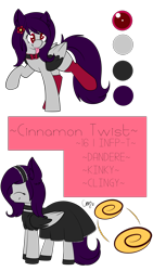 Size: 2362x4199 | Tagged: safe, artist:xcinnamon-twistx, oc, oc only, oc:cinnamon twist, pegasus, pony, :p, cat ears, clothes, collar, fangs, female, flower, flower in hair, maid, mare, reference sheet, silly, simple background, socks, solo, tongue out, transparent background
