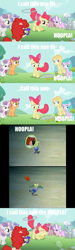 Size: 843x2800 | Tagged: safe, derpibooru import, apple bloom, aura (character), diamond tiara, noi, ruby pinch, scootaloo, silver spoon, sweetie belle, twist, hoopla, image macro, krusty krab training video, loop-de-hoop, spongebob squarepants