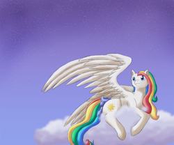 Size: 800x667 | Tagged: safe, artist:rikakitty, derpibooru import, starshine, g1, cloud, stars