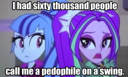 Size: 877x531 | Tagged: safe, screencap, aria blaze, sonata dusk, equestria girls, rainbow rocks, best friend aria, caption, image macro, meme, two best friends play