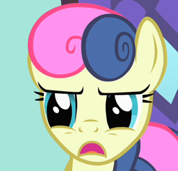 Size: 465x447 | Tagged: safe, derpibooru import, bon bon, sweetie drops, bon bon is not amused, reaction image