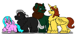 Size: 2700x1232 | Tagged: safe, artist:tricornking, derpibooru import, alicorn, fluffy pony, pony, alicorn fluffy, clydesdale fluffy pony, derp, fergus and elina, fluffy pony original art