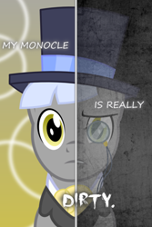 Size: 800x1200 | Tagged: safe, artist:the smiling pony, derpibooru import, caesar, duality, monocle, parody, two sided posters