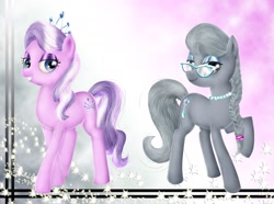 Size: 1786x1332 | Tagged: safe, artist:apotropaic-puppet, derpibooru import, diamond tiara, silver spoon, glasses