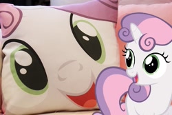 Size: 933x622 | Tagged: safe, sweetie belle, pony, unicorn, cute, female, filly, photo, pillow, white coat