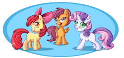 Size: 2226x1050 | Tagged: safe, artist:pauuhanthothecat, derpibooru import, apple bloom, scootaloo, sweetie belle, cutie mark crusaders