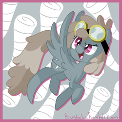 Size: 3000x3000 | Tagged: safe, artist:nommienom, derpibooru import, dust devil, pegasus, pony, female, goggles, mare, solo, tornado