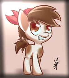 Size: 800x900 | Tagged: safe, artist:mister-markers, pipsqueak, earth pony, pony, bandana, foal, looking up, male, signature, smiling, solo