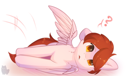 Size: 2500x1494 | Tagged: safe, artist:alphadesu, oc, oc:weathervane, pegasus, pony, cute, female, looking at you, mare, question mark, solo, ych result