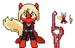 Size: 400x257 | Tagged: safe, artist:blue-cup, monado, pixel art, ponified, shulk, xenoblade chronicles