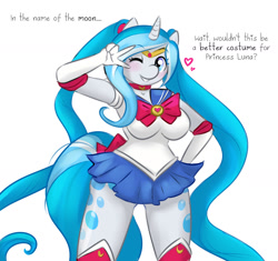 Size: 1280x1202 | Tagged: safe, artist:askbubblelee, oc, oc only, oc:bubble lee, oc:imago, anthro, clothes, costume, sailor moon, solo, tumblr