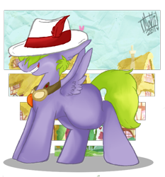 Size: 561x601 | Tagged: safe, artist:flow3r-child, derpibooru import, spike, pegasus, pony, hat, male, ponified, ponified spike, species swap