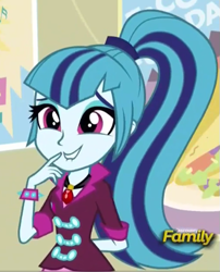 Size: 405x501 | Tagged: safe, screencap, sonata dusk, equestria girls, rainbow rocks, cute, discovery family, discovery family logo, grin, lip bite, smiling, solo, sonatabetes