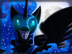 Size: 900x675 | Tagged: safe, artist:inuhoshi-to-darkpen, derpibooru import, nightmare moon, alicorn, pony, black coat, female, horn, mare, solo, wings