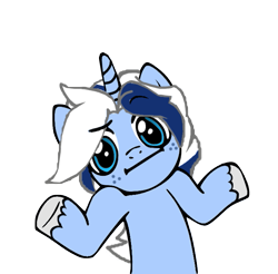 Size: 687x675 | Tagged: safe, artist:velvetbluedragon, oc, oc only, :i, looking at you, musician, shrug, shrugpony