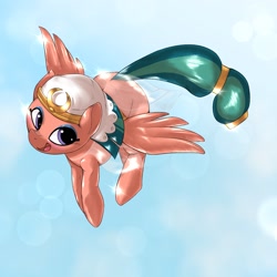 Size: 1536x1536 | Tagged: safe, artist:kurogewapony, somnambula, pegasus, pony, cloud, cloudy, female, flying, headdress, mare, solo