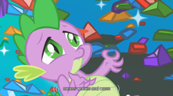 Size: 640x355 | Tagged: safe, derpibooru import, screencap, spike, dragon, owl's well that ends well, youtube caption