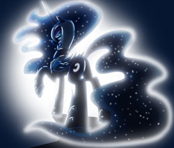 Size: 900x764 | Tagged: safe, artist:lalindaaa, derpibooru import, nightmare moon, backlighting, solo