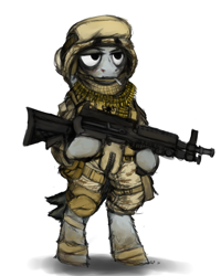 Size: 1280x1600 | Tagged: safe, artist:gordonfreeguy, derpibooru import, battlefield 3, cigarette, gun, m249, support, usmc