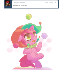 Size: 737x854 | Tagged: safe, artist:haute-claire, ruby pinch, pony, ask, ask ruby pinch, bipedal, solo, tumblr