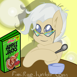 Size: 500x500 | Tagged: safe, artist:fimirae, derpibooru import, mayor mare, 30 minute art challenge, apple jacks, cereal, female, glasses, lesbian, mayorjack, shipping