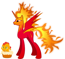 Size: 7000x6286 | Tagged: safe, artist:ambassad0r, peewee, philomena, alicorn, dragon, phoenix, pony, absurd resolution, alicornified, baby dragon, dragonified, mane of fire, ponified, ponified pony pets, simple background, transparent background, vector